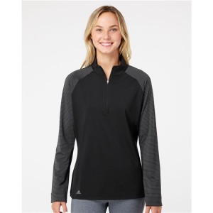 A521 Adidas Women's Stripe Block Quarter-Zip Pullover