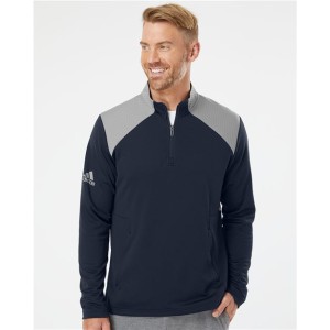 A532 Adidas Textured Mixed Media Quarter-Zip Pullover