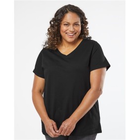 3817 LAT Curvy Collection Women's Fine Jersey V-Neck Tee