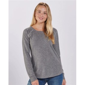BW3166 Boxercraft Women's Solid Preppy Patch Long Sleeve T-Shirt