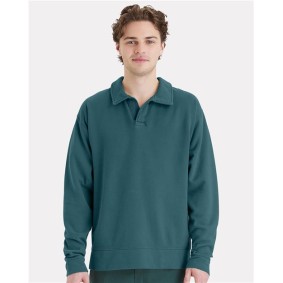 GDH490 ComfortWash by Hanes Garment-Dyed Polo Collar Sweatshirt