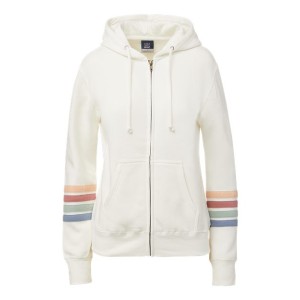W22732 MV Sport Women's Striped Sleeves Full-Zip Hooded Sweatshirt