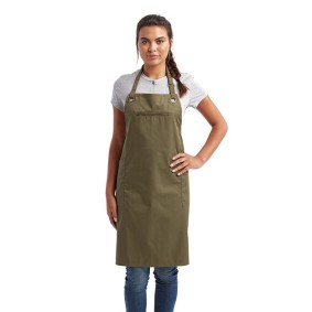 RP121 Artisan Collection by Reprime Barley Stitch Recycled Bib Apron with Pockets