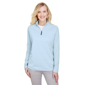 DG480W Devon  Jones Women's CrownLux Performance Clubhouse Micro-Stripe Quarter-Zip Pullover
