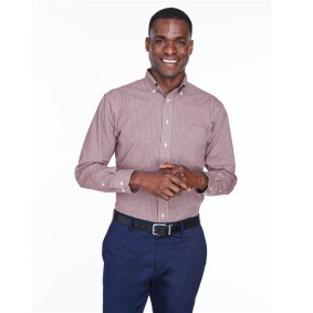 D640 Devon  Jones Men's Crown Collection Gingham Check Woven Dress Shirt