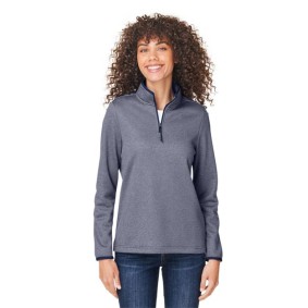CE73W CORE365 Women's Venture Heathered Stripe Quarter-Zip Pullover