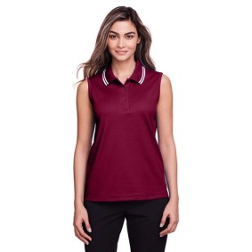 DG20SW Devon  Jones Women's CrownLux Performance Plaited Tipped Sleeveless Polo