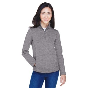 DG798W Devon  Jones Women's Newbury Mélange Fleece Quarter-Zip Pullover
