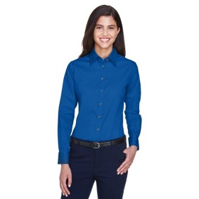 M500W Harriton Women's Easy Blend Long Sleeve Twill Dress Shirt with Stain-Release