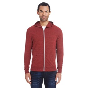 302Z Threadfast Apparel Triblend Full-Zip Light Hooded Sweatshirt