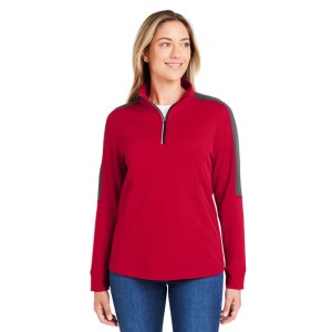 CE404W CORE365 Women's Market Snag Protect Mesh Colorblock Quarter-Zip Pullover
