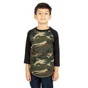 SHRAGCY Shaka Wear Youth Three-Quarter Sleeve Camo Raglan T-Shirt