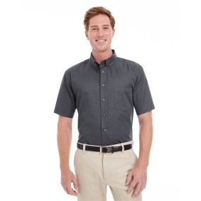 M582 Harriton Foundation Short Sleeve Cotton Twill Dress Shirt with Teflon