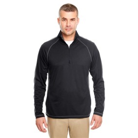 8398 UltraClub Cool  Dry Sport Quarter-Zip Pullover with Side and Sleeve Panels
