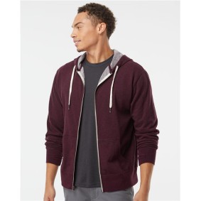 PRM90HTZ Independent Trading Co Heathered French Terry Full-Zip Hooded Sweatshirt