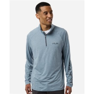 H1200715 HUK Men's Airweight Heather Quarter-Zip Pullover