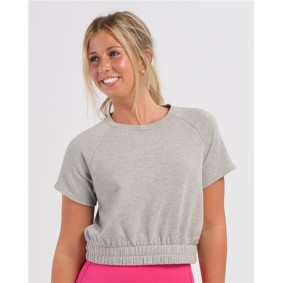 BW2103 Boxercraft Women's French Terry Short Sleeve Cropped Crewneck Sweatshirt