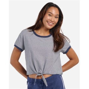 BW2107 Boxercraft Women's Striped Tie Front T-Shirt