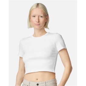 BR210 American Apparel Women's Baby Rib Cropped Tee