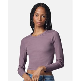 BR2107 American Apparel Women's Baby Rib Long Sleeve Cropped Tee