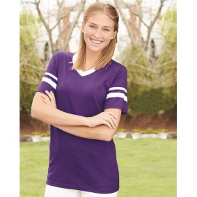 360 Augusta Sportswear V-Neck Jersey with Striped Sleeves