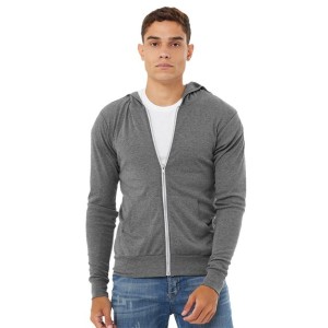 3939 BELLA  CANVAS Triblend Lightweight Full-Zip Hooded Long Sleeve Tee