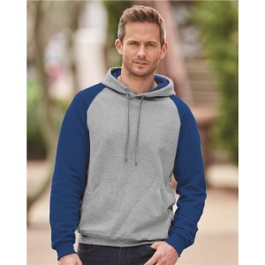 96CR JERZEES Nublend Colorblocked Raglan Hooded Sweatshirt