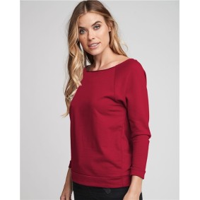 6951 Next Level Women's Terry Raw Edge Three-Quarter Sleeve Raglan