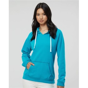 8836 J America Women's Sueded V-Neck Hooded Sweatshirt