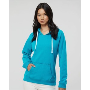 8836 J America Women's Sueded V-Neck Hooded Sweatshirt