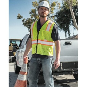 1527-1528 Kishigo Economy Contrasting Vest with Zippered Front