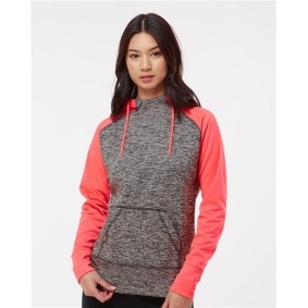 8618 J America Womens Colorblocked Cosmic Fleece Hooded Sweatshirt