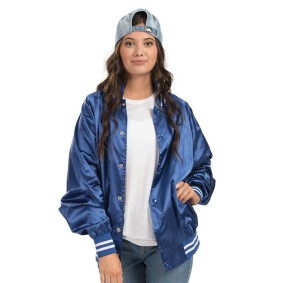 3610 Augusta Sportswear Satin Baseball Jacket Striped Trim