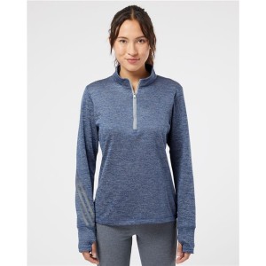A285 Adidas Women's Brushed Terry Heathered Quarter-Zip Pullover