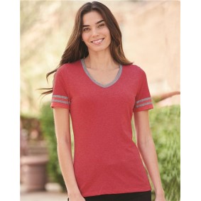 602WVR JERZEES Women's Varsity Triblend V-Neck T-Shirt