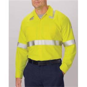 SMW4T Bulwark High Visibility Long Sleeve Work Shirt - Tall Sizes