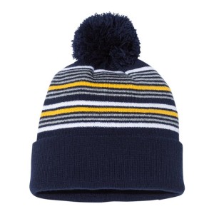 SP60 Sportsman 12 Striped Pom-Pom Cuffed Beanie