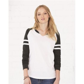 3534 LAT Women's Fine Jersey Mash Up Long Sleeve T-Shirt