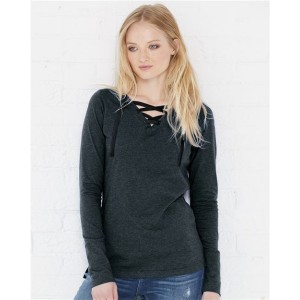 3538 LAT Women's Fine Jersey Lace-Up Long Sleeve T-Shirt