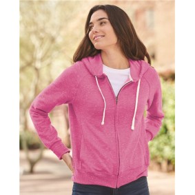 92WR JERZEES Women's Snow Heather French Terry Full-Zip Hooded Sweatshirt