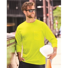 W120 Hanes Workwear Long Sleeve Pocket T-Shirt