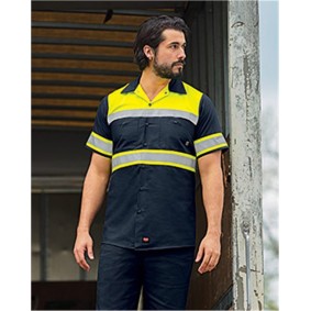 SY80 Red Kap Hi-Visibility Colorblock Ripstop Short Sleeve Work Shirt
