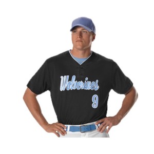 52MTHJ Alleson Athletic Two Button Mesh Baseball Jersey With Piping