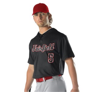 52MTHJY Alleson Athletic Youth Two Button Mesh Baseball Jersey with Piping
