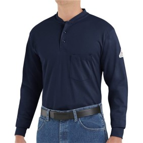 SEL2T Bulwark Long Sleeve Tagless Henley Shirt - Tall Sizes