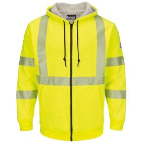 SMZ4HVT Bulwark Hi-Visibility Zip-Front Hooded Fleece Sweatshirt with Waffle Lining - Tall Sizes