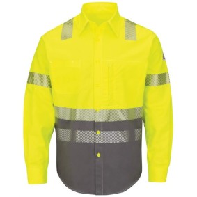 SLB4HT Bulwark Hi-Visibility Color Block Uniform Shirt - EXCEL FR ComforTouch - 7 oz - Tall Sizes