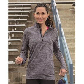 QZ7EAX Russell Athletic Women's Striated Quarter-Zip Pullover