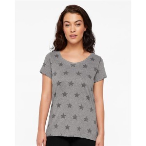3629 Code Five Women's Star Print Scoop Neck Tee