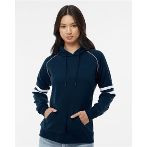 8645 J America Women's Varsity Fleece Piped Hooded Sweatshirt